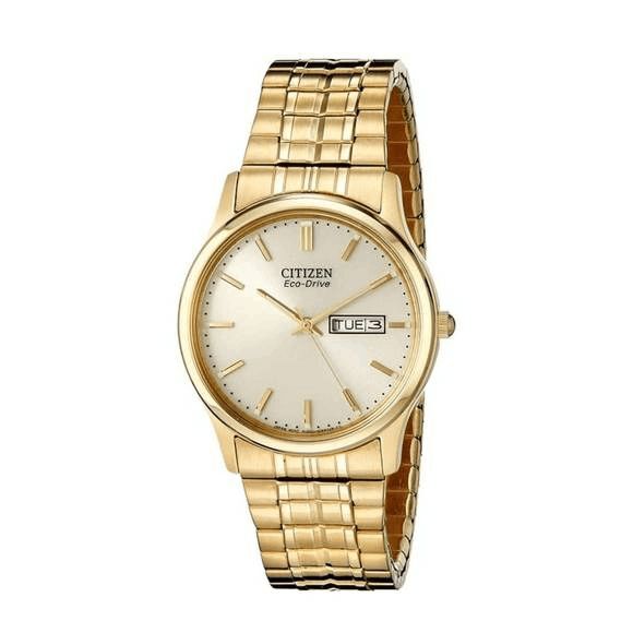 NEW CITIZEN men's eco-drive flexible band watch in gold BM8452-99P